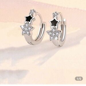 Silver Star Hoop Earrings